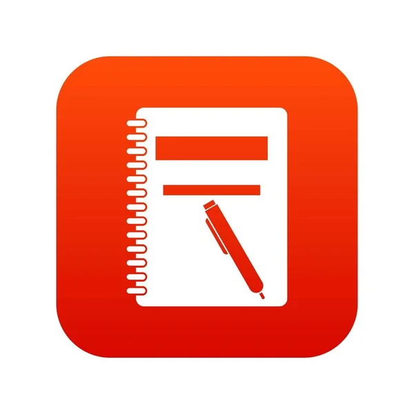Geschlossenes Spiralheft und Stift-Symbol digital rot — Stockvektor