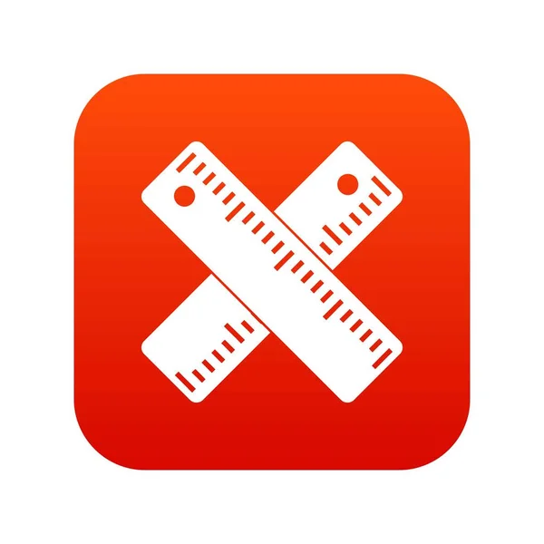 Twee gekruiste linialen pictogram digitale rood — Stockvector