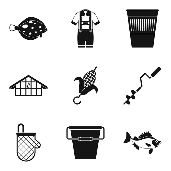 Conjunto de iconos de descanso masculino, estilo simple — Vector de stock