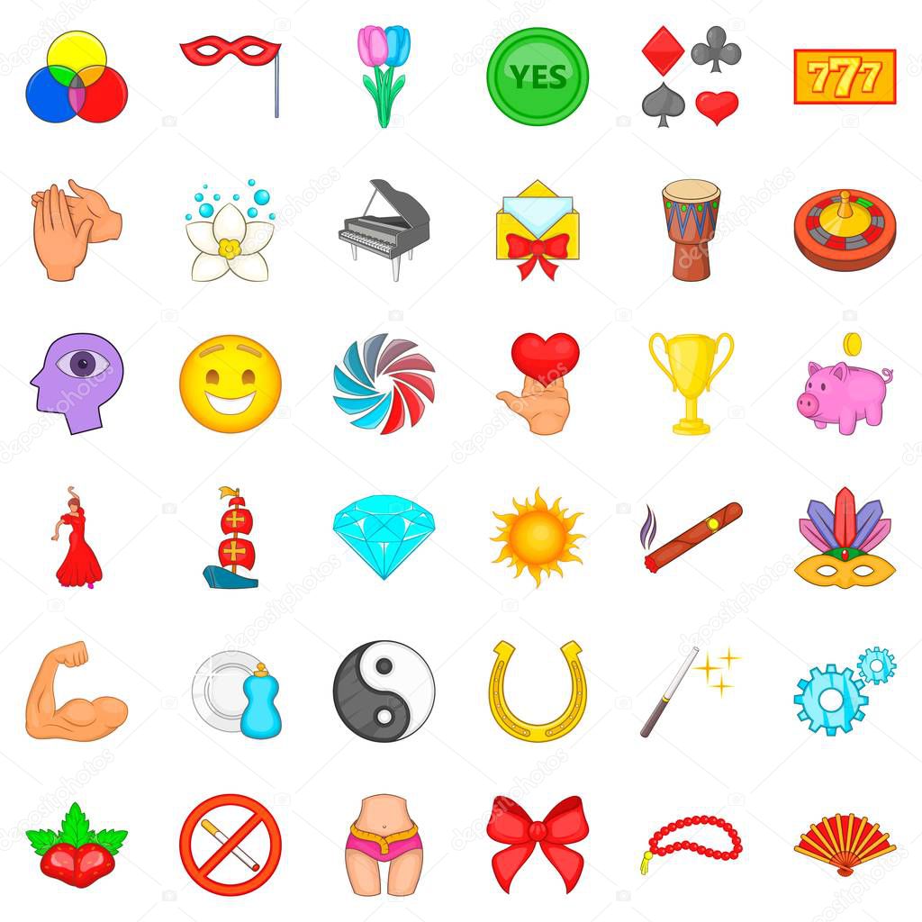 Excellence icons set. Cartoon style of 36 excellence vector icons for web isolated on white background