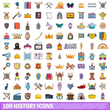 100 tarih simgesi seti, çizgi film biçimi