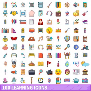 simgeler öğrenme 100 ayarla, tarzı çizgi film