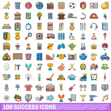 100 başarı simgeler ayarla, tarzı çizgi film