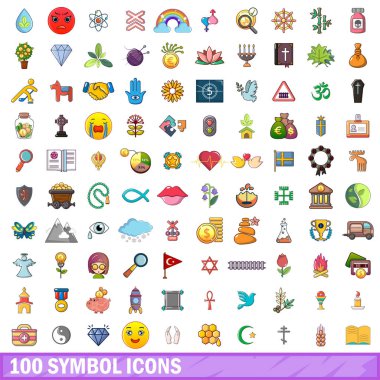100 sembol simgeler ayarla, tarzı çizgi film