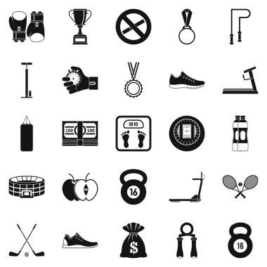 Boks Icons set, basit tarzı