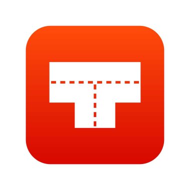 Tshaped kavşak simgesi dijital kırmızı