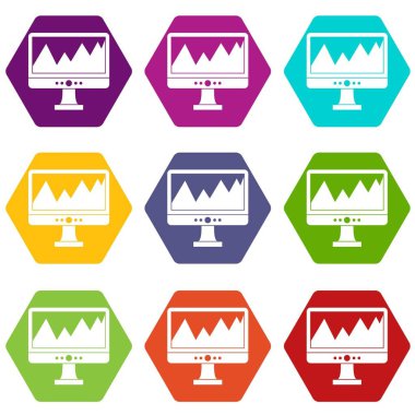 Renk altı yüzlü monitör ve grafik simgesini ayarla