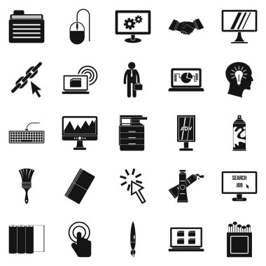 Veri işlemcisi Icons set, basit tarzı