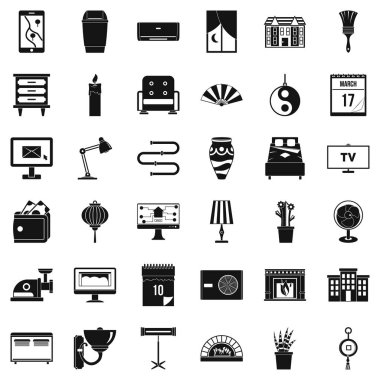 Evin iç Icons set, basit tarzı