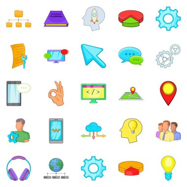 Satış departmanı Icons set, karikatür tarzı