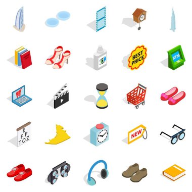 Tasarımcı giyim Icons set, izometrik stili