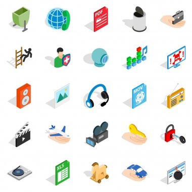 Reklam Icons set, izometrik stil gelişimi