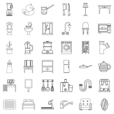 İç Icons set, anahat stili