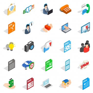 Gazeteci Icons set, izometrik stili