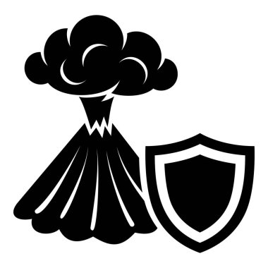 Volkan koruma simgesi, basit siyah stil