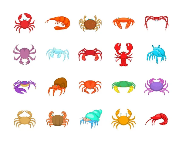 Conjunto de ícones de caranguejo, estilo cartoon — Vetor de Stock
