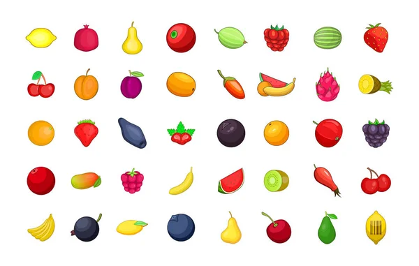 Frukt Ikonuppsättning, tecknad stil — Stock vektor