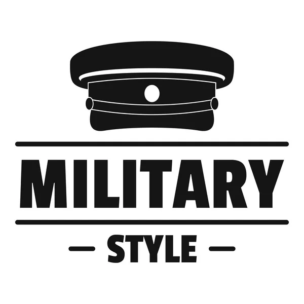 Militaire hoed logo, eenvoudige zwarte stijl — Stockvector
