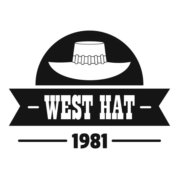 Логотип західного капелюха, простий чорний стиль — стоковий вектор