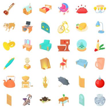 Ev dekor simgeler ayarla, tarzı çizgi film