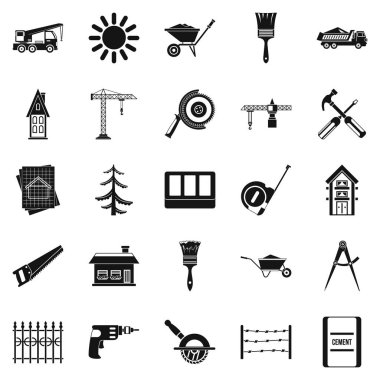 Sağlam inşaat Icons set, basit tarzı