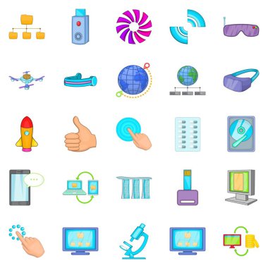İleri teknoloji Icons set, karikatür tarzı