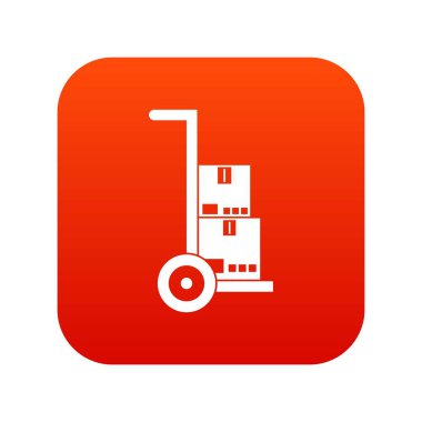 Kartonlar simgesi dijital kırmızı el arabası