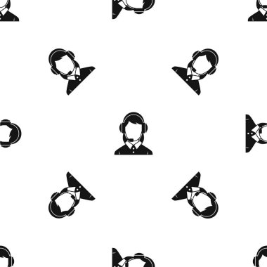 İş kadını kulaklık desen sorunsuz siyah