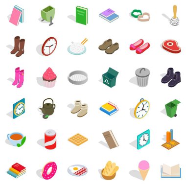 Ev iç Icons set, izometrik stili
