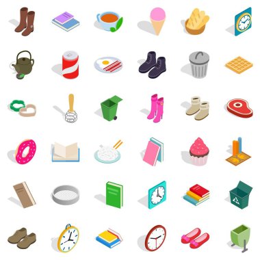 Evin iç Icons set, izometrik stili