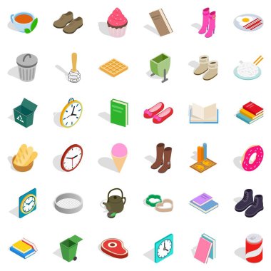 Mobilya Icons set, izometrik stili