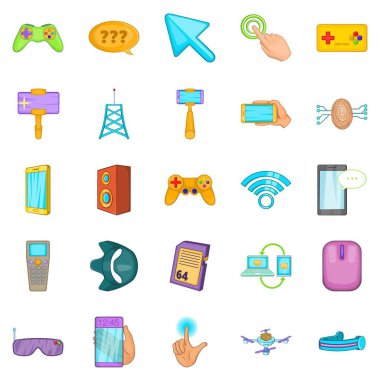 Mobil Eğlence Icons set, karikatür tarzı