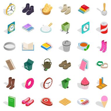 Ev dekorasyon Icons set, izometrik stili