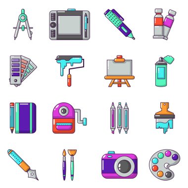 Tasarım ve çizim araçları simgeler ayarla, tarzı çizgi film