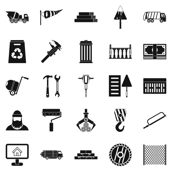 Conjunto de iconos de material de construcción, estilo simple — Archivo Imágenes Vectoriales
