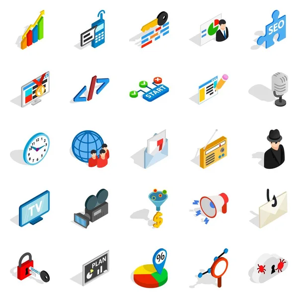 Conjunto de iconos de proyecto web, estilo isométrico — Vector de stock