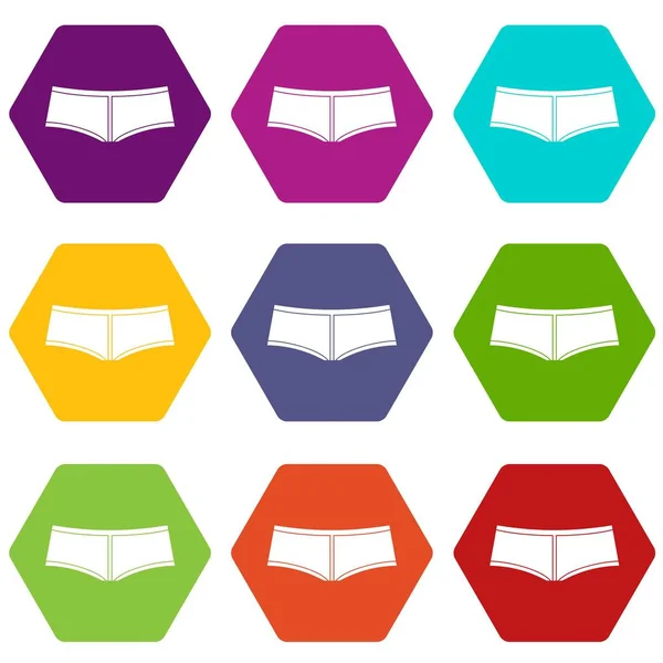 Boyshorts icono conjunto hexaedro color — Archivo Imágenes Vectoriales