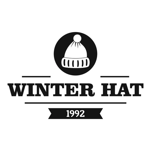 Логотип зимней шляпы, простой черный стиль — стоковый вектор