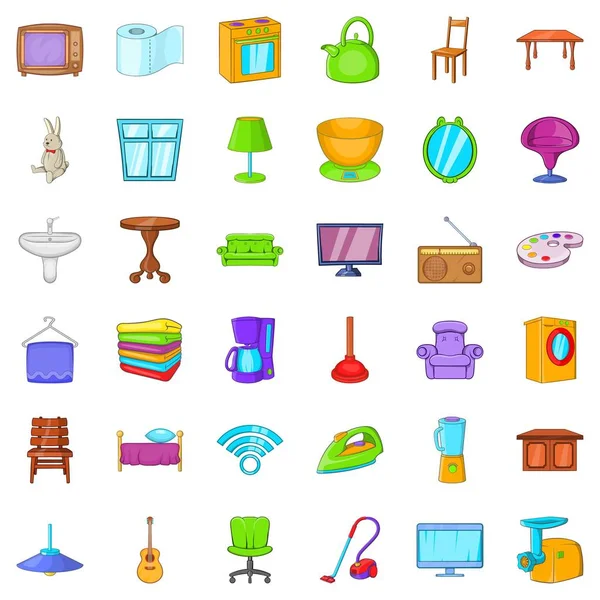 Conjunto de iconos de habitación Confort, estilo dibujos animados — Vector de stock