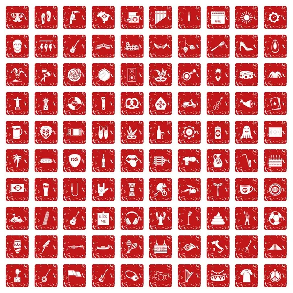 100街节图标设置垃圾红色 — 图库矢量图片
