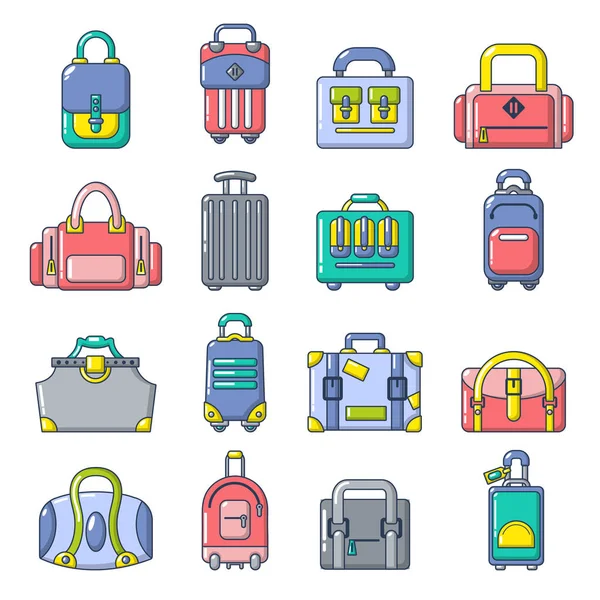 Çantası Bagaj bavul Icons set, karikatür tarzı