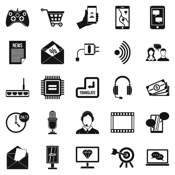 Set di icone per dispositivi mobili, stile semplice Illustrazione Stock