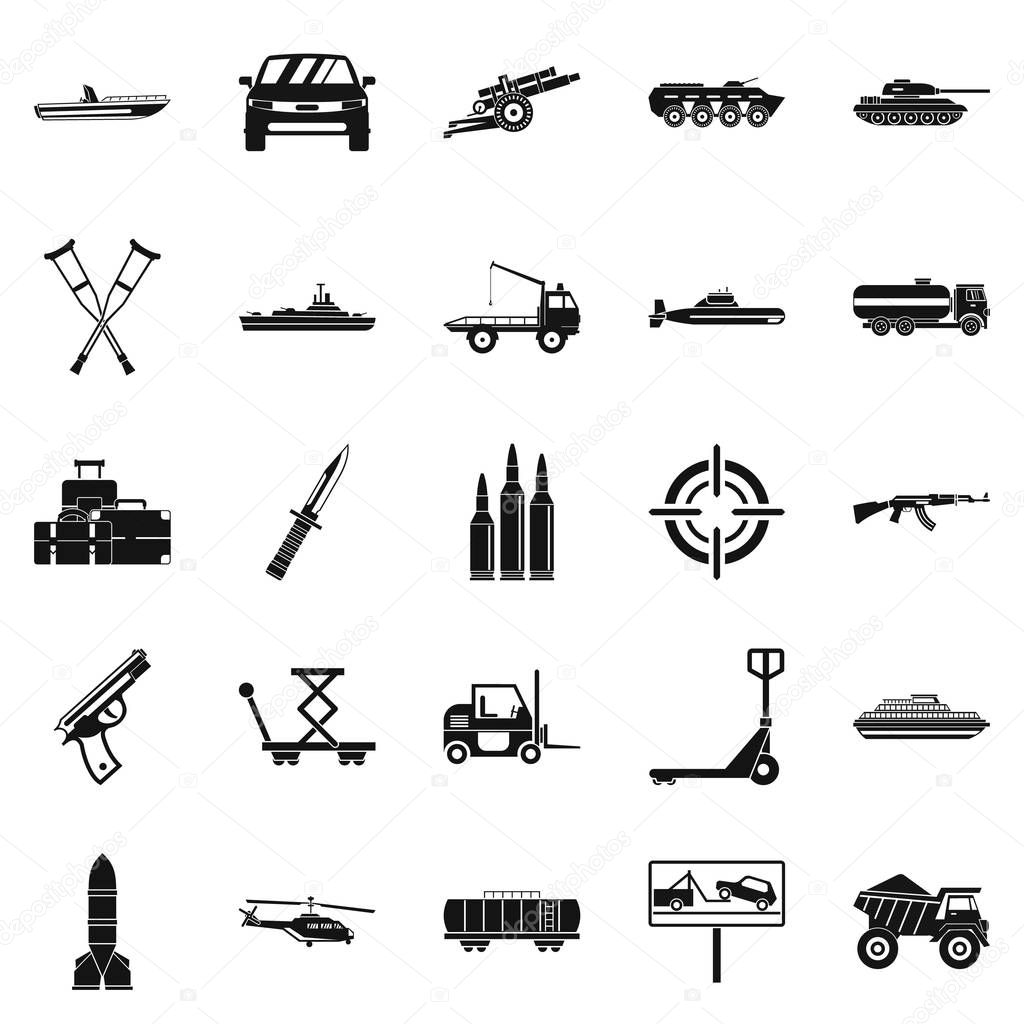 War burden icons set, simple style