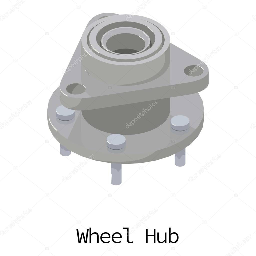 Wheel hub icon, isometric 3d style