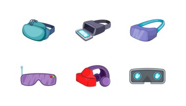 VR simge seti, karikatür tarzı