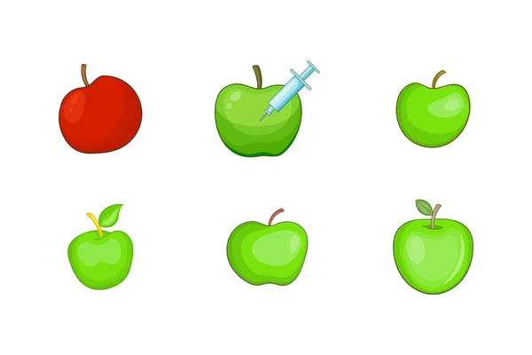 Мультяшном стиле Apple на икона set — стоковый вектор