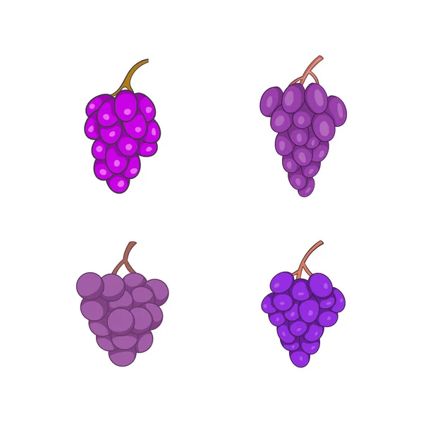 Conjunto de ícones de uvas, estilo cartoon — Vetor de Stock