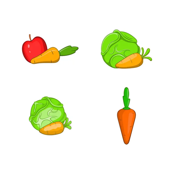 Carrot mix icon set, cartoon style — Stock Vector