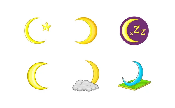 Moon icon set, cartoon style — Stock Vector