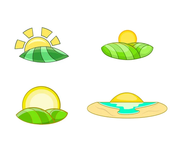 Sunrise icon set, cartoon style — Stock Vector